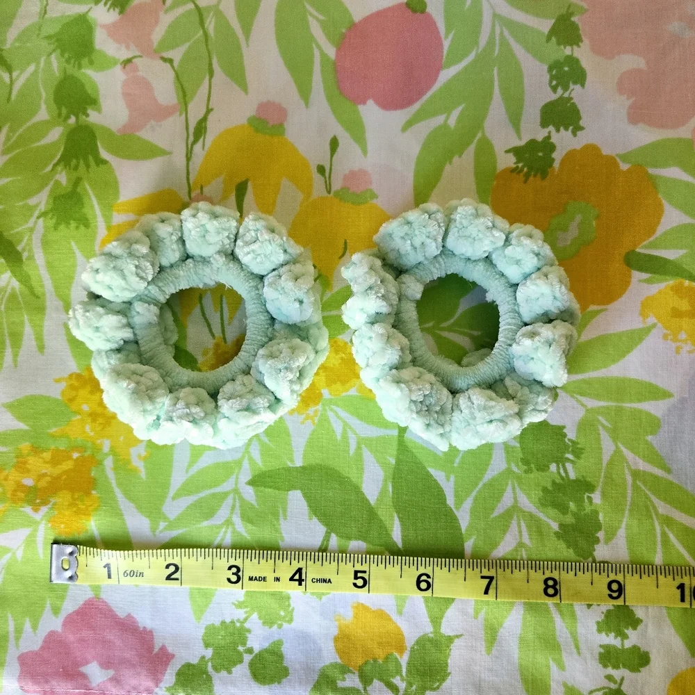 Handmade Crochet Ruffle Velvet Scrunchies-Set of 2